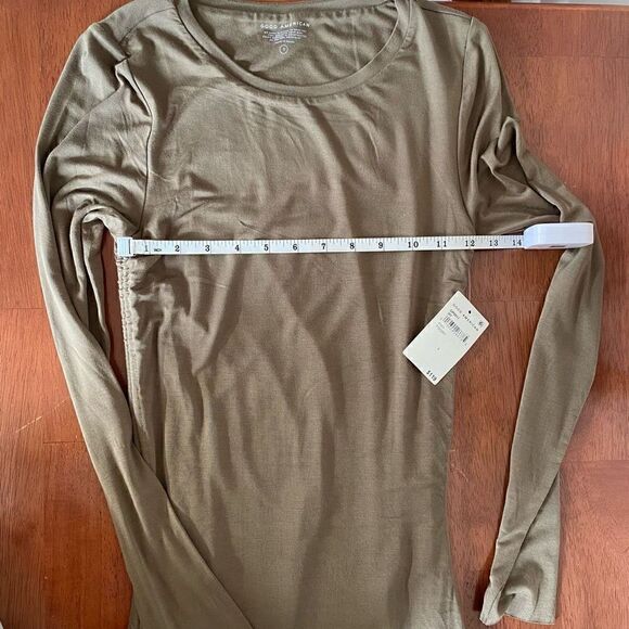 Good American ruched mini dress in fog/olive green small new - Picture 7 of 11